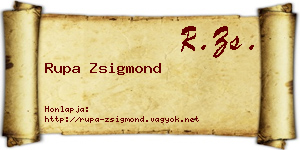 Rupa Zsigmond névjegykártya